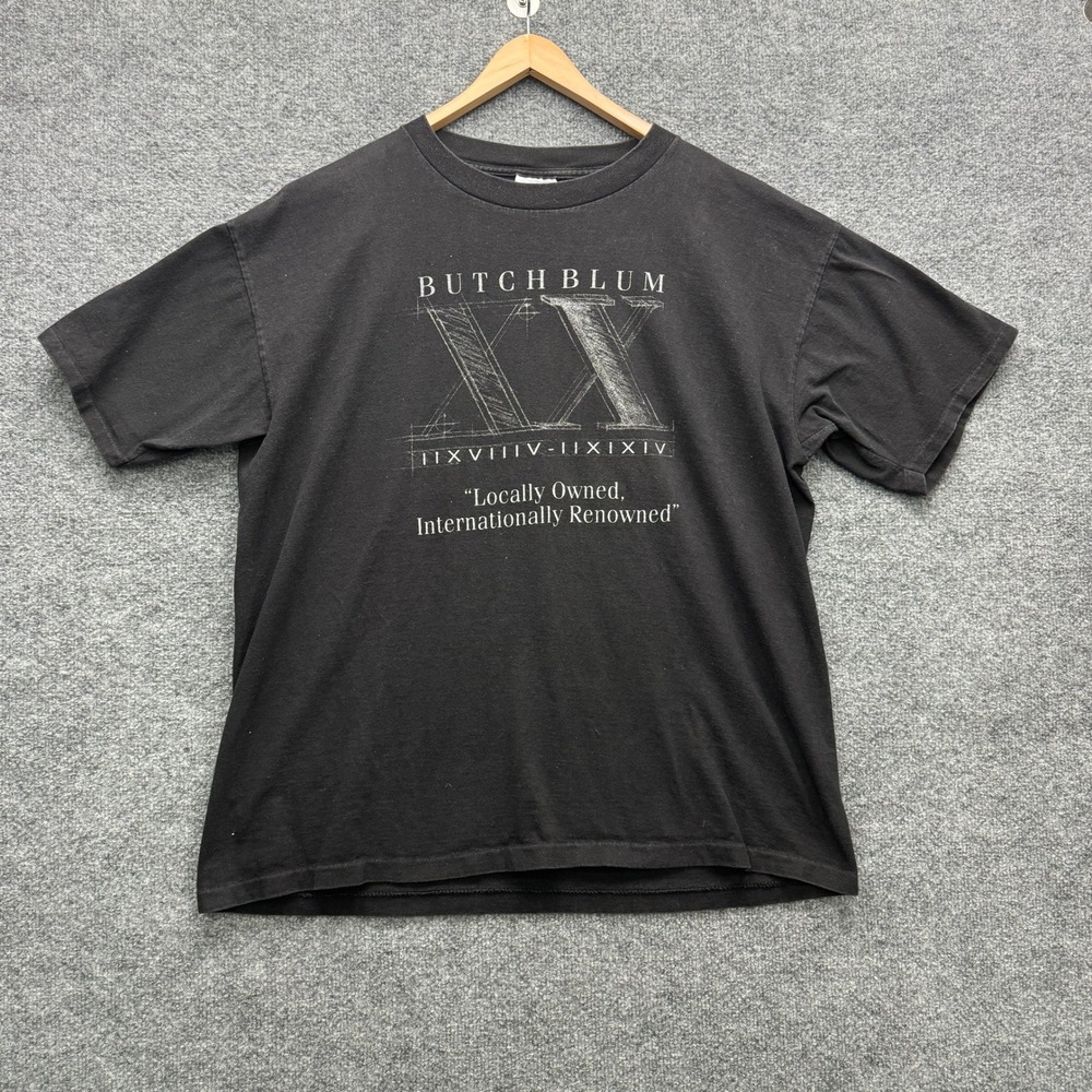 Oneita Power-T Butch Blum T-Shirt Mens XL Black Short Sleeve Graphic Athletic